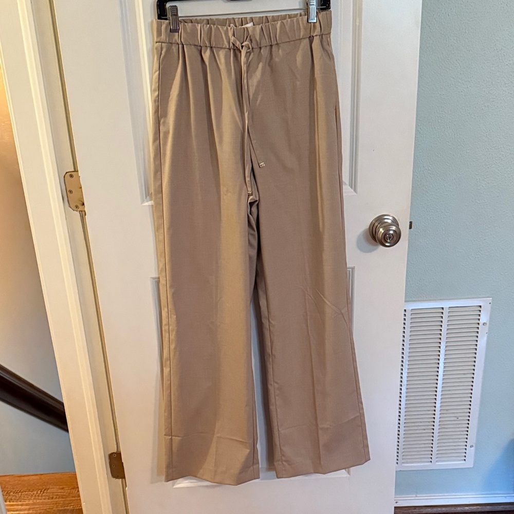 Mango Women's wide leg drawstring waist pant